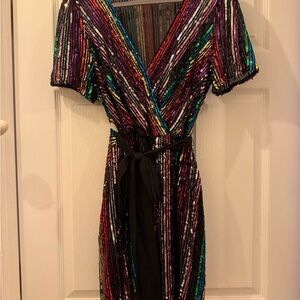 Multicolor Sequin Wrap Dress